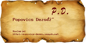 Popovics Dezső névjegykártya